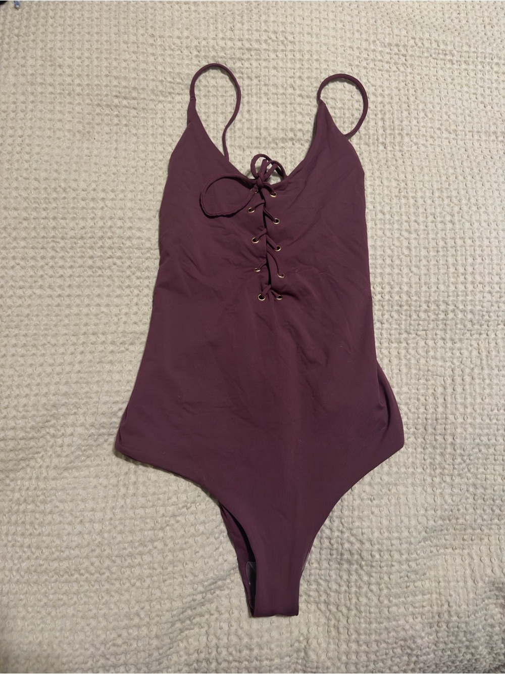 Tavik Plum Lace-Up One-Piece Swimsuit